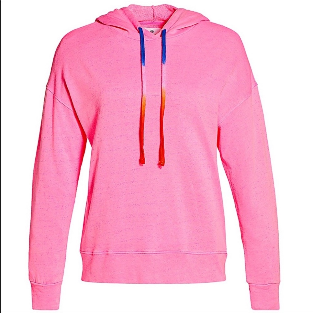 Sundry Hot Pink Hoodie with Ombre Blue-to-Orange Drawstrings